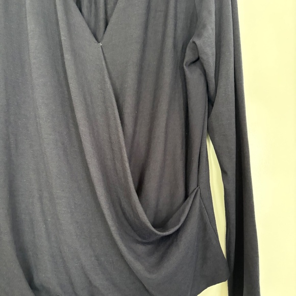 New Banana Republic Dark Navy Fixed Wrap Front Long Sleeve Sweater - Picture 2 of 5